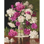 (image for) Red and White Peonies Counted Cross Stitch Kit (25 Count Evenweave)